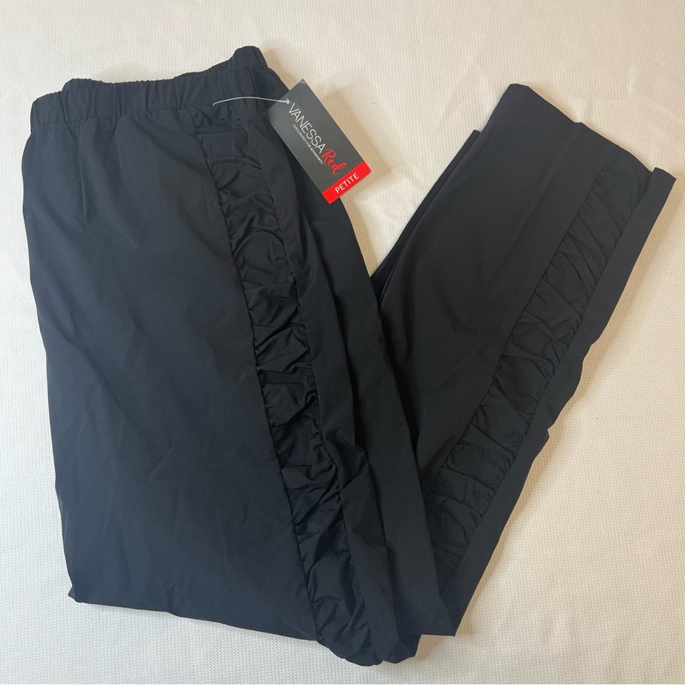 Women’s Size Medium Petite Vanessa Red Nylon Pants Black NWT Bonworth